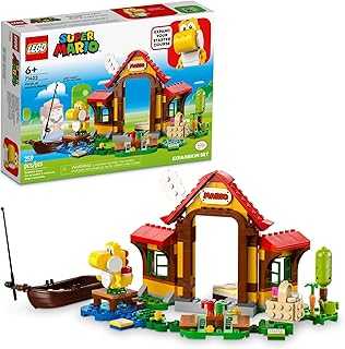 Super Mario Picnic at Mario’s House Expansion Set 71422, Collectible Playset with Yellow Yoshi Figure, Buildable Game Toy to Expand on Starter Course, Super Mario Birthday Gift for 6-8 Year Olds