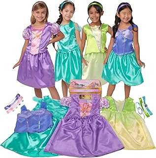 Girls Dress Up Trunk - Rapunzel, Ariel, Tiana & Jasmine - 21 Pieces [Amazon Exclusive]