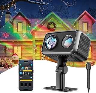 Outdoor Projector Light, Christmas Laser and Aurora Projector Light for Outdoor and Indoor Decor, 16 RGB Patterns, RGBW Aurora, 51 Holiday Scene Modes, Works with Alexa, Google Assistant, Matter