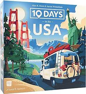 10 Days in The USA | Family Road Trip Board Game for All Ages | Designed by Alan Moon - Designer of Ticket to Ride | 2-4 Players | 30 Min | Ages 8 and Up