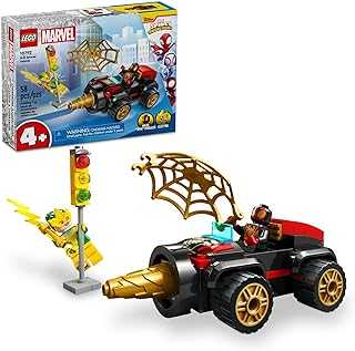 Marvel Drill Spinner Vehicle, Miles Morales Spin Car with 2 Minifigures, Marvel Toy from Disney+ TV Series Spidey and His Amazing Friends, Gift for Kids, Spider-Man Toy for 4-6 Year Olds, 10792