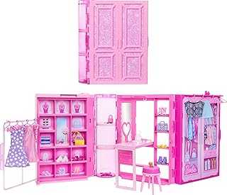 Dream Closet Toy Playset & Storage with Clothes & Accessories, 3 feet Wide with 25+ Pieces, Includes 4 Complete Fashion Looks