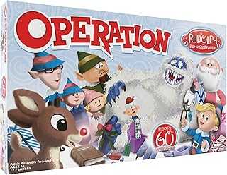 Operation: Rudolph The Red Nosed Reindeer 60th Anniversary Board Game, Classic Electronic Remove The Objects or Get The Buzzer Game, Featuring Bumble The Abominable Snow Monster, Ages 6+, Players 1+