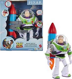 Disney and Pixar Toy Story Talking Action Figure, Rocket Rescue Buzz Lightyear with 20+ Sounds & Phrases, Rocket & Moving Helmet Visor, 12-inch Scale