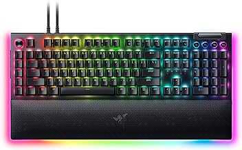 BlackWidow V4 Pro Wired Mechanical Gaming Keyboard: Yellow Switches Linear & Silent - Doubleshot ABS Keycaps - Command Dial - Chroma RGB - Magnetic Wrist Rest - Snap Tap