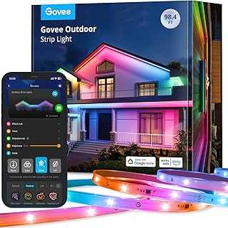 Outdoor LED Strip Lights, 98.4ft Smart Outdoor Lights Work with Alexa and Google Assistant, App Control, IP65 Waterproof, RGBIC Outdoor Lights for Patio, Eave, Christmas Decorations