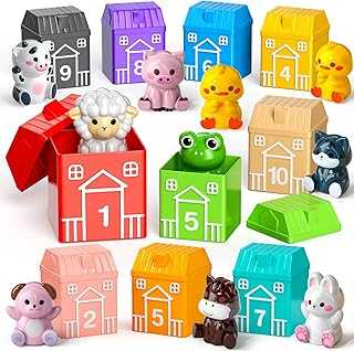 Learning Toy for Toddlers 1 2 3 Year Old, 20PCS Farm Animals Toys Montessori Counting, Matching, Sorting Sensory Toys,Christmas Birthday Gifts Toddler Toys Boys Girls Age 12-18 Months