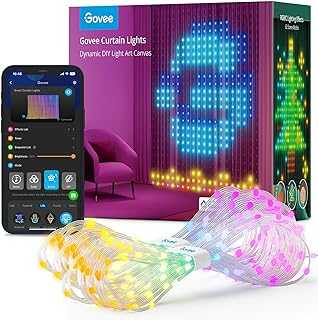 Curtain Lights, Smart LED Curtain Lights, Color Changing Wall Lights, Dynamic DIY Curtain String Lights for Bedroom Living Room Halloween Decor, Outdoor IP65 Waterproof，4.9x6.6ft, 520 RGBIC LED