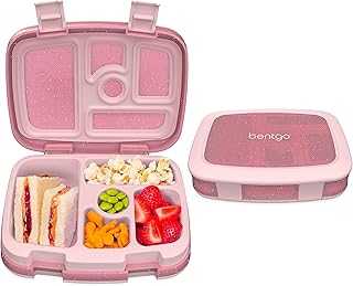 Kids 5-Compartment Lunch Box - Glitter Design for School, Ideal for Ages 3-7, Leak-Proof, Drop-Proof, Dishwasher Safe, & Made with BPA-Free Materials (Glitter Edition - Petal Pink)