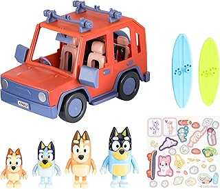 Heeler Family 4WD Vehicle and 4 Figure Pack, 2.5-3 Inch Figures, 2 Surfboards Accessories and Stickers | Amazon Exclusive