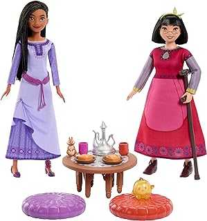 Disney Wish Toys, Best Friends Tea Time Playset with Asha & Dahlia of Rosas Dolls, 2 Figures, 1 Table & 10 Accessories, Inspired by the Movie