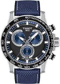 Mens Supersport Chrono 316L Stainless Steel case Swiss Quartz Watch, Blue, Black, Textile, 22 (T1256171705103)