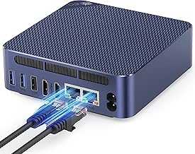 EQ14 Mini PC, Intel Twin Lake N150(Upgraded N100) 16GB DDR4 500GB M.2 SSD, Dual LAN Mini Computer Supports WiFi6, BT5.2, USB3.2, 4K@60Hz Dual HDMI Display, Home-Server/Network Firewall