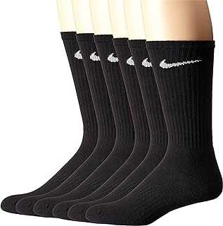 Unisex Performance Cushion Crew Socks with Band (6 Pairs), Black/White, Large