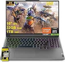 Legion Slim 5 Gaming Laptop 16" WQXGA 2560x1600 240Hz (500nits 100% sRGB G-SYNC) AMD Zen 4 8-Core Ryzen 7 8845HS (>i7-12700H) 32GB RAM 1TB SSD GeForce RTX 4070 RGB Backlit Win11 w/ICP Accessory