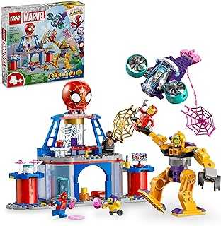 Marvel Team Spidey Web Spinner Headquarters, Marvel Toy for Fans of Disney+ Spidey and His Amazing Friends, Battle Vehicle for Kids with Iron Man Toy, Spider-Man Toy for 4-6 Year Olds, 10794