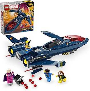 Marvel X-Men X-Jet Toy Plane Model Building Kit, Disney Plus Inspired X-Men Building Toy for Kids with 4 Marvel Minifigures, Gift for Marvel Fans, Boys and Girls Ages 8 and Up, 76281