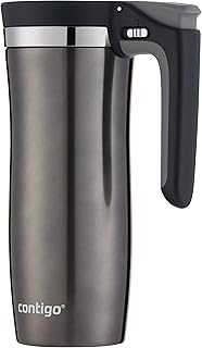 Handled Vacuum-Insulated Stainless Steel Thermal Mug with Spill-Proof Lid, 16 Ounce, Gunmetal