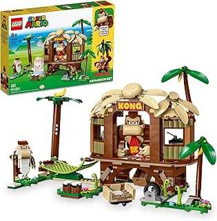 Super Mario Donkey Kong’s Tree House Expansion Set, Buildable Game with 2 Collectible Super Mario Figures Donkey Kong and Cranky Kong, Fun Birthday Gift for 8-10 Year Old Kids, 71424