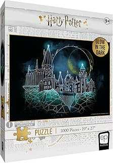 Harry Potter Magic of Hogwarts Glow-in-The-Dark 1,000 Piece Jigsaw Puzzle, Artwork Featuring The Hogwarts School of Witchcraft and Wizardry, Official Wizarding World Collectible and Merchandise