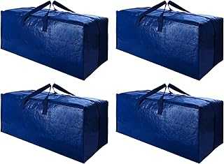 Cosy Family 4 Pack Heavy Duty Extra Large Moving Bags with Backpack Straps - Strong Handles & Zippers, Storage Totes For Space Saving, Fold Flat, Alternative to Moving Box (X-Large-Set of 4, Blue)