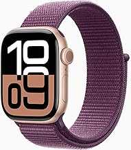 Apple Watch Series 10 [GPS, 42mm] - Rose Gold Aluminum Case with Plum Sport Loop (Renewed)