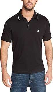 Men's Classic Fit Short Sleeve Dual Tipped Collar Polo Shirt