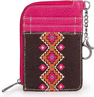 Wrangler Card Wallet for Women Boho Aztec Credit Card Holder with Zipper Pocket