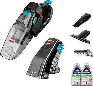 Stain Eraser Duo, 2-in-1 Cordless Portable Deep Cleaner and Hand Vacuum with PET PRO OXY Spot & Stain Formula, 3705, Black, Large