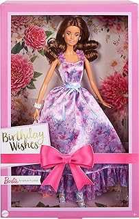 Signature Birthday Wishes Doll, Collectible in Satiny Lilac Dress with Wavy Brown Hair