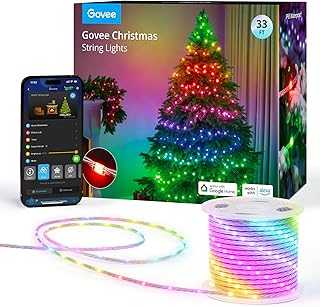 Christmas Lights 33ft, Smart RGBIC Christmas String Lights App-Controlled, 125+ Scene Modes, IP65 Waterproof, Sync with Music, Works with Alexa, Lights for Christmas Decorations Indoor Outdoor