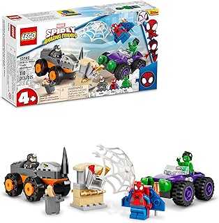 Marvel Hulk vs. Rhino Monster Truck Showdown, Toy for Kids, Boys & Girls Ages 4 and Up with Spider-Man Minifigure, Inspired by The Spidey and His Amazing Friends Series, 10782