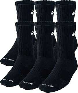 6 Pack Sports Dri-Fit Moisture Wicking Athletic Crew Socks Red Yellow Blue Green Purple Orange White