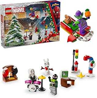 Marvel Spider-Man Advent Calendar 2024 for Kids - Christmas Advent Calendar with Mini Builds & 5 Minifigures, Ages 7+ - Spider-Man Toy for Boys & Girls - Gift Idea for Holidays - 76293