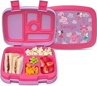 Kids Prints Leak-Proof, 5-Compartment Bento-Style Kids Lunch Box - Ideal Portion Sizes for Ages 3-7, Durable, Drop-Proof, Dishwasher Safe, & Made with BPA-Free Materials (Fairies)