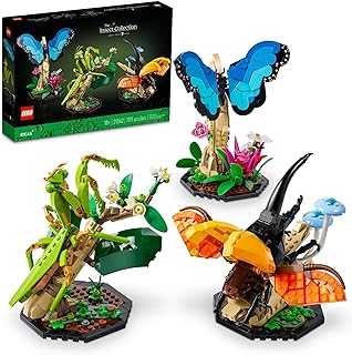 Ideas The Insect Collection, Fun Gift for Nature Lovers, with Life-Size Blue Morpho Butterfly, Hercules Beetle and Chinese Mantis Display Models, Bug Building Set and Nature Décor, 21342