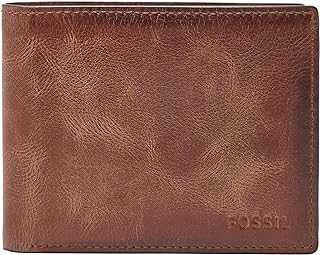 Men's Derrick Leather RFID-Blocking Bifold with Flip ID Wallet, Brown, (Model: ML3681200)