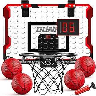 Indoor Basketball Hoop for Kids, Door Room Basketball Hoop,Mini Basketball Hoop with 4 Balls, Basketball Toys for 3 4 5 6 7 8 9 10 11 12 Year Old Boys