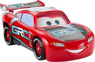 Disney and Pixar Cars Lightning McQueen Toy Vehicle & Accessories, Global Racers Cup Drift & Race Car with 4 Cones & 2 Modes of Play