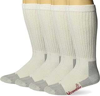 Men's Riggs Workwear Over The Calf Work Boot Socks 4 Pair Pack, White/Grey, Large