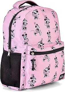 Minnie Mouse Allover Bookbag Backpack - Minnie Mouse Allover School Bag - Backpack for Boys, Girls, Kids, Adults (Light Pink)