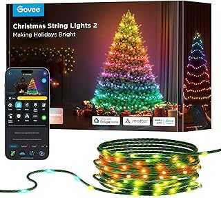 Christmas Lights 2, RGBWIC 99FT 300LEDs Christmas Tree Lights with Shape Mapping Function, Smart Holiday String Lights for Christmas Decor, 130+ Preset Scenes, Voice and APP Control, Green Wire