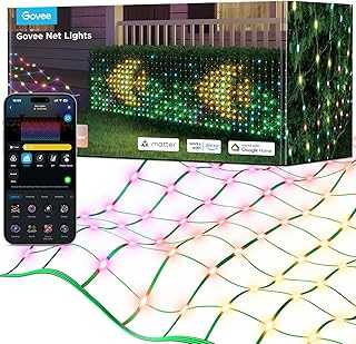 Outdoor Net Lights, 2.8 × 9.4ft with RGBIC and DIY Functions, 480 LEDs Smart Net Lights with 64 Modes for Christmas Bush, IP65 Waterproof, Compatible with Alexa & Google Assistant, Green Wire