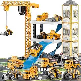 Construction Truck Toys for 3 4 5 6 Year Old Boys, 60PCS Kids Engineering Trucks Vehicle w/Tractor, Crane, Dump, Excavator and Map, Birthday Gift Toys for Girls Children Toddlers