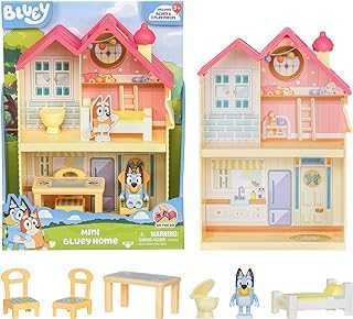 Mini Home Playset | Compact House Playset with Carry Handle | Three Different Rooms | Kitchen, Bedroom and Bathroom | Includes Figure with 5 Play Pieces