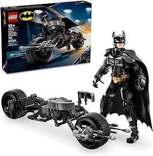 DC Batman: Batman Construction Figure & The Bat-Pod Bike, The Dark Knight Action Figure and Batman Motorcycle, Super Hero Toys, Kids’ Adventure Playset, Gift for Boys and Girls, 76273