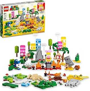 Super Mario Creativity Toolbox Maker Set 71418, Create Your Own Levels with Figures, Grass, Desert and Lava Builds, Starter Course Expansion, Toy Gift Idea for Kids 6 Plus