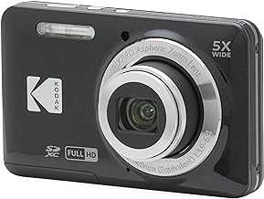 PIXPRO FZ55-BK 16MP CMOS Sensor Digital Camera 5X Optical Zoom 28mm Wide Angle 1080P Full HD Video 2.7" LCD Vlogging Camera (Black)