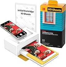 Dock Plus 4PASS Instant Photo Printer (4x6 inches) + 90 Sheets Bundle (10 Initial Sheets + 80 Sheet Pack)