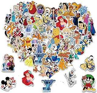 100pcs Mixed Disney Stickers for Kids Teens, Cartoon Princess Stickers Vinyl Waterproof Stickers for Skateboard Laptop Luggage Fridge DIY Decal (Mixed Cartoon)